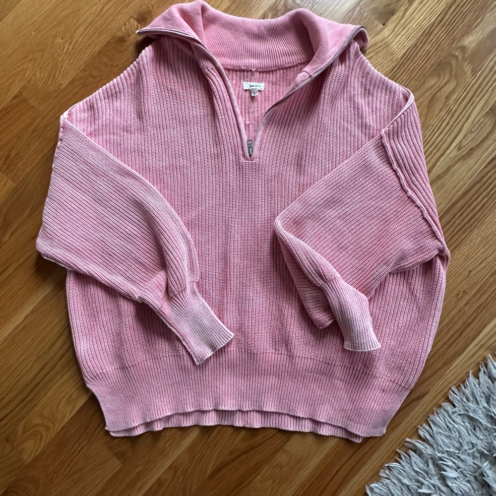 Pink Quarter-Zip Sweater